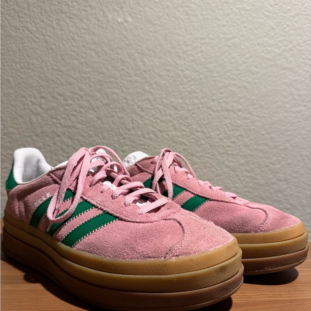 Adidas gazelles Women's Pink and Green Suede Sneakers